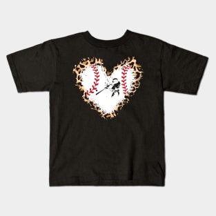 Baseball in my heart, leopard, vintage baseball Kids T-Shirt